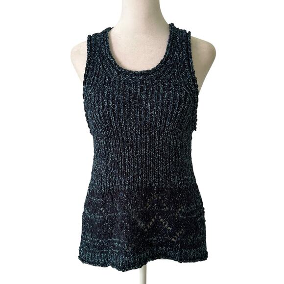 Pilcro Anthropologie blue knit sleeveless tank top size L - Picture 1 of 11